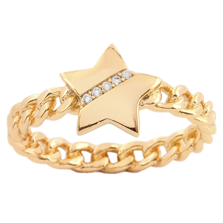 Кольцо Xuping Позолота 18K Цепочка со звездой фото №1 Кольцо Xuping Позолота 18K Цепочка со звездой фото №1