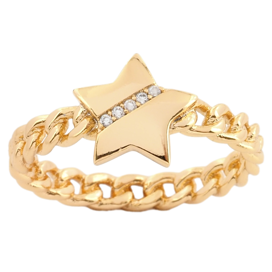 Кольцо Xuping Позолота 18K Цепочка со звездой фото №1 Кольцо Xuping Позолота 18K Цепочка со звездой фото №1
