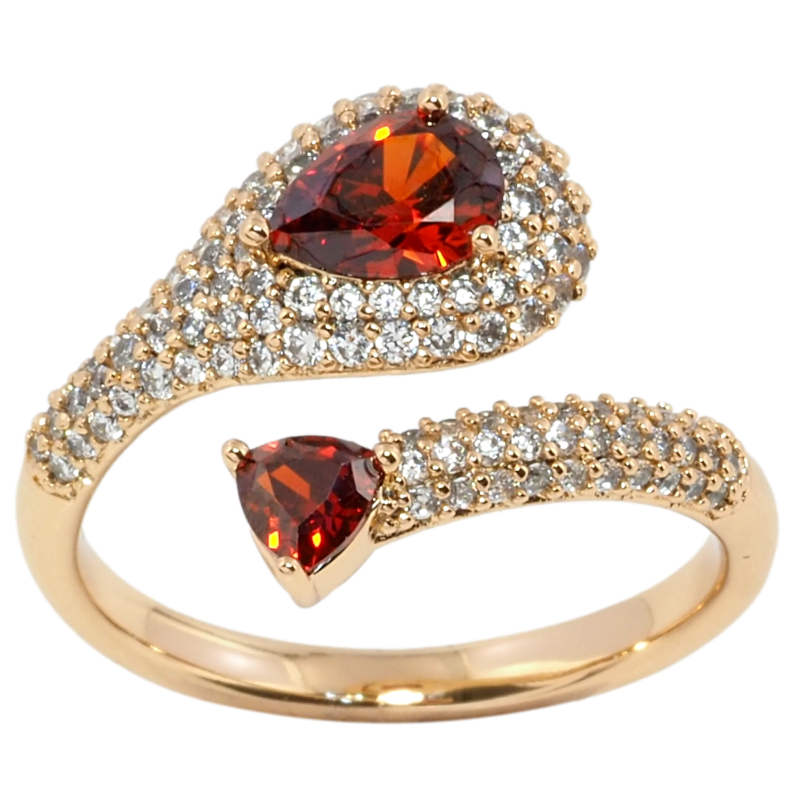 Каблучка Xuping Позолота 18K Інкрустація цирконієм з червоними фіанітами фото №1