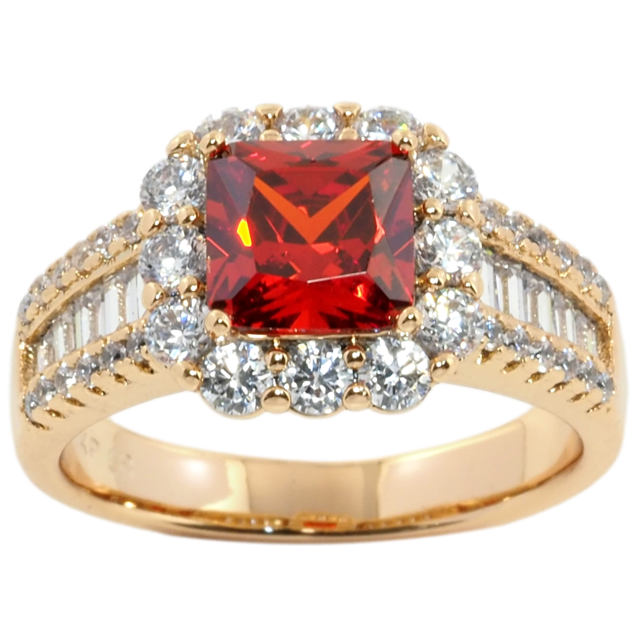 Каблучка Xuping Позолота 18K Червоний фіаніт в обрамленні цирконію фото №1