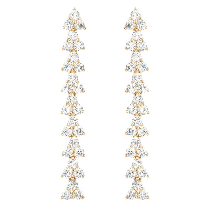 Серьги Xuping Позолота 18K пусеты Дорожки кристальных трилистников фото №1