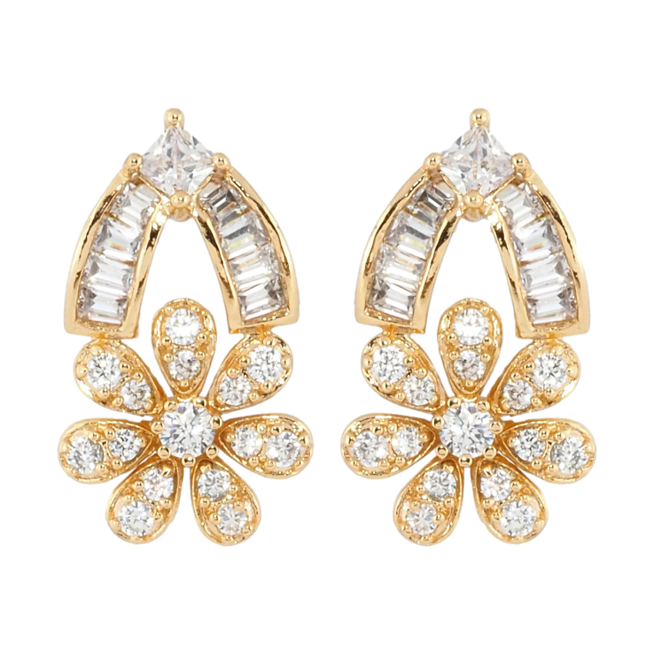 Сережки Xuping Позолота 18K пусети Квіточки з інкрустацією цирконієм фото №6 Сережки Xuping Позолота 18K пусети Квіточки з інкрустацією цирконієм фото №6