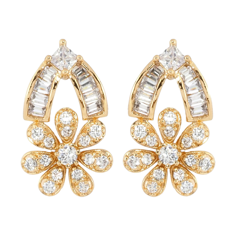Серьги Xuping Позолота 18K пусеты Цветочки с инкрустацией цирконием фото №1 Серьги Xuping Позолота 18K пусеты Цветочки с инкрустацией цирконием фото №1