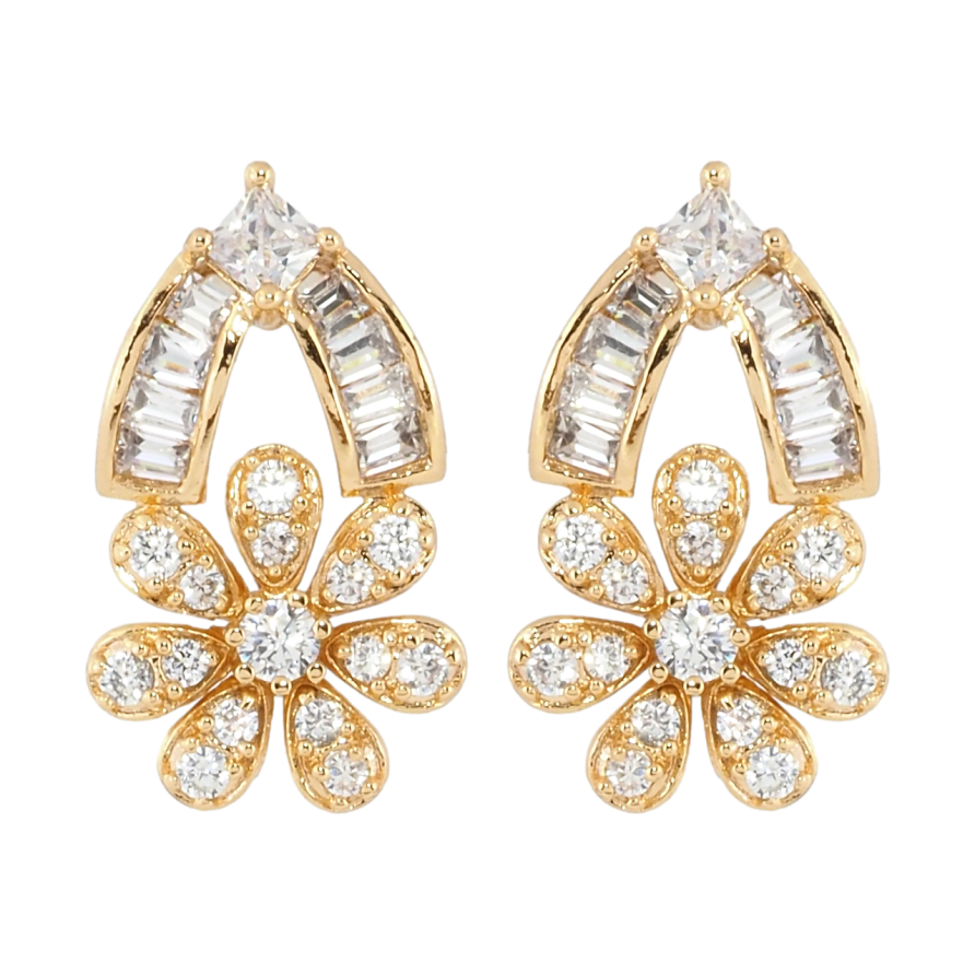 Сережки Xuping Позолота 18K пусети Квіточки з інкрустацією цирконієм фото №1