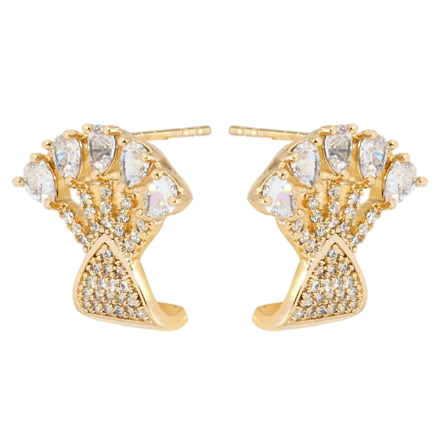 Сережки Xuping Позолота 18K пусети Декоративне віяло з цирконієм фото №1