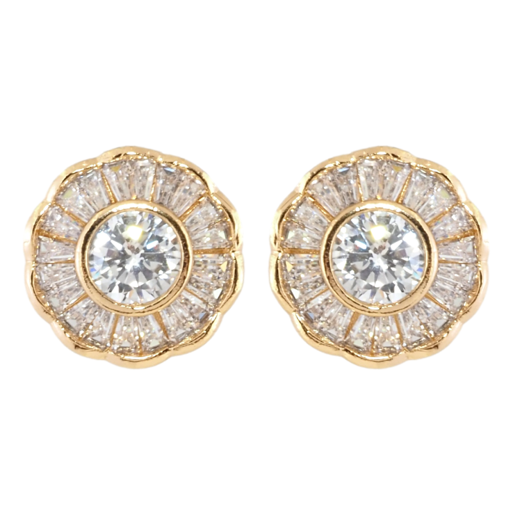 Сережки Xuping Позолота 18K пусети Квіточки інкрустація цирконієм ø 14мм фото №7 Сережки Xuping Позолота 18K пусети Квіточки інкрустація цирконієм ø 14мм фото №7