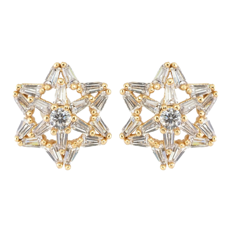 Серьги Xuping Позолота 18K пусеты Звезды инкрустация цирконием ø 13мм фото №22