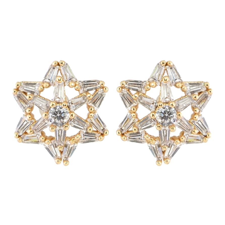 Серьги Xuping Позолота 18K пусеты Звезды инкрустация цирконием ø 13мм фото №1