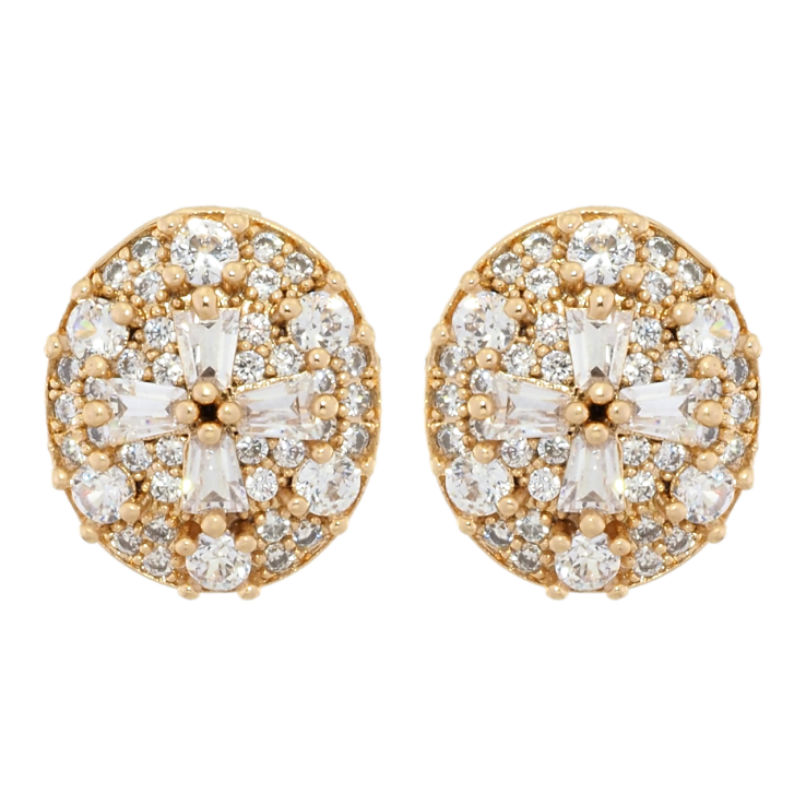 Серьги Xuping Позолота 18K пусеты Овалы инкрустация цирконием 15х13мм фото №12 Серьги Xuping Позолота 18K пусеты Овалы инкрустация цирконием 15х13мм фото №12