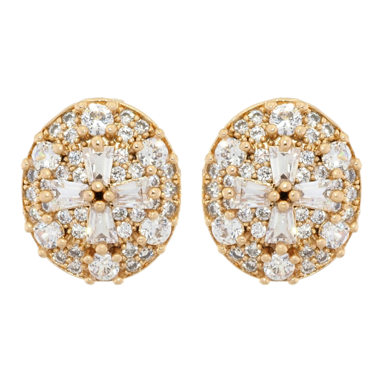 Сережки Xuping Позолота 18K пусети Овали інкрустація цирконієм 15х13мм фото №1 Сережки Xuping Позолота 18K пусети Овали інкрустація цирконієм 15х13мм фото №1