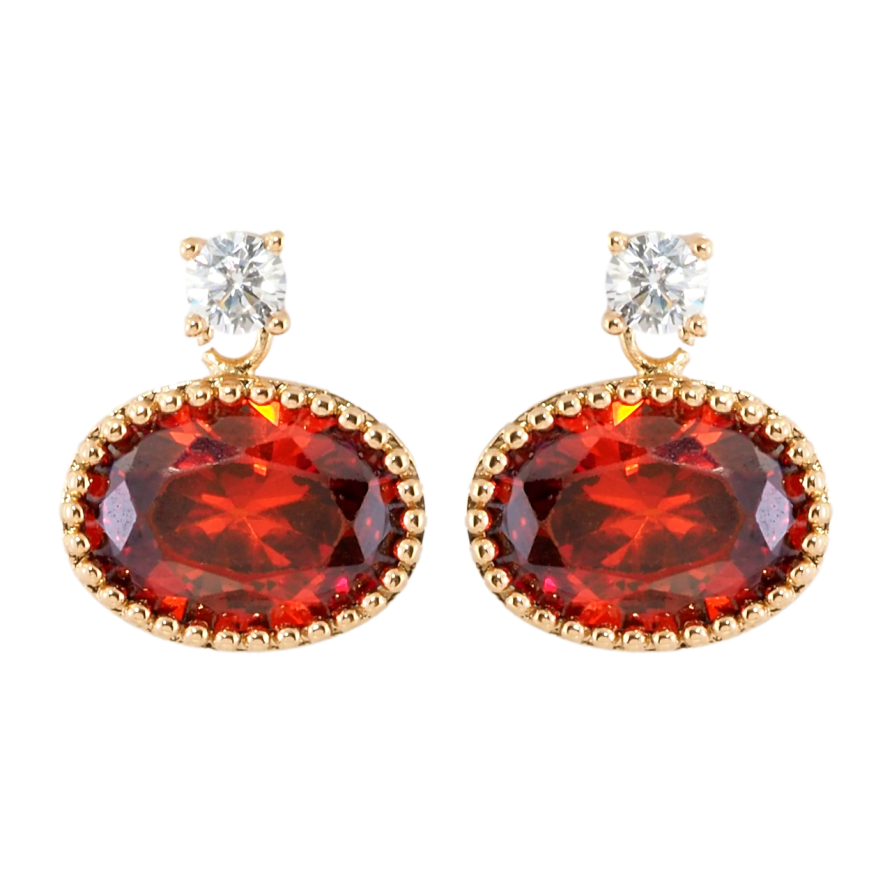 Серьги Xuping Позолота 18K пусеты Красный кристалл фото №1