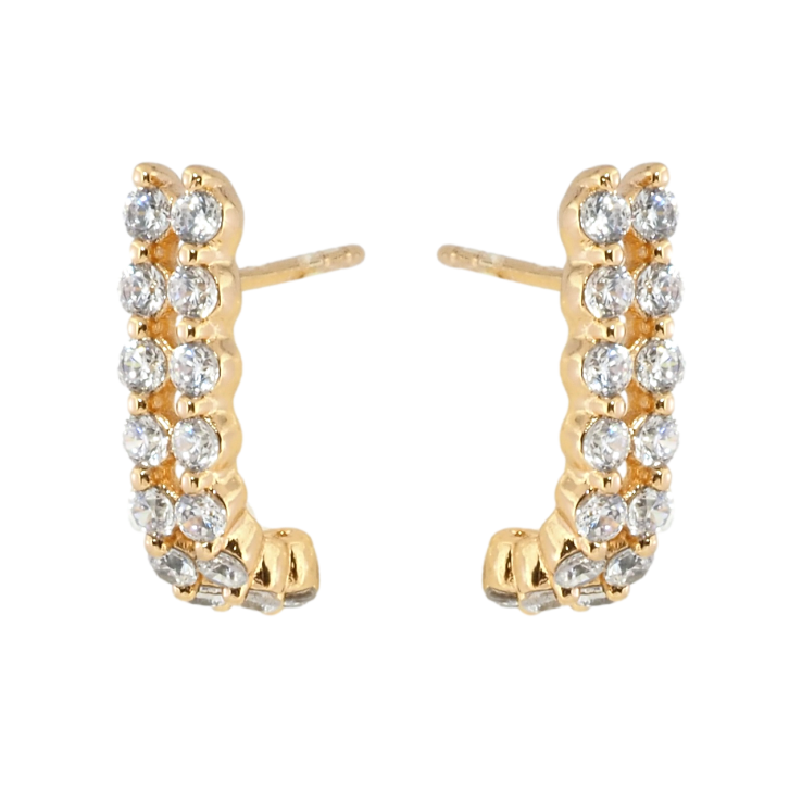 Серьги Xuping Позолота 18K пусеты Изогнутые дорожки кристаллов фото №12