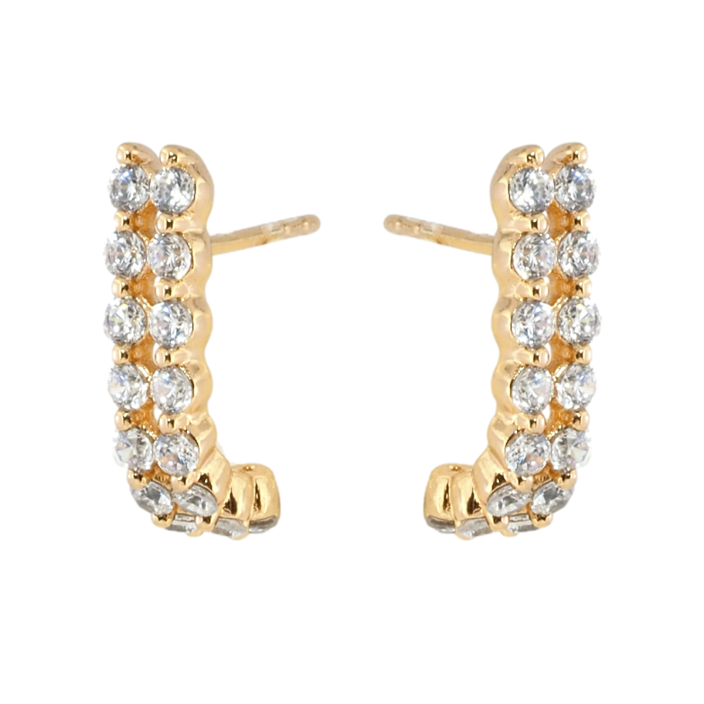 Серьги Xuping Позолота 18K пусеты Изогнутые дорожки кристаллов фото №1