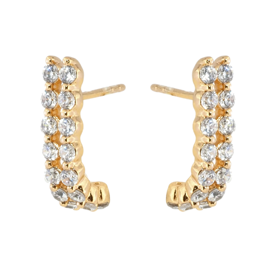 Сережки Xuping Позолота 18K пусети Вигнуті доріжки кристалів фото №1