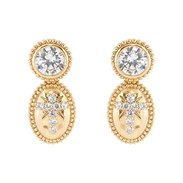 Серьги Xuping Позолота 18K пусеты Узор Крестики из циркония фото №15