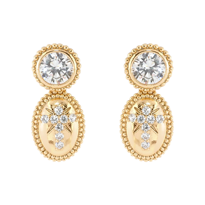 Серьги Xuping Позолота 18K пусеты Узор Крестики из циркония фото №1 Серьги Xuping Позолота 18K пусеты Узор Крестики из циркония фото №1