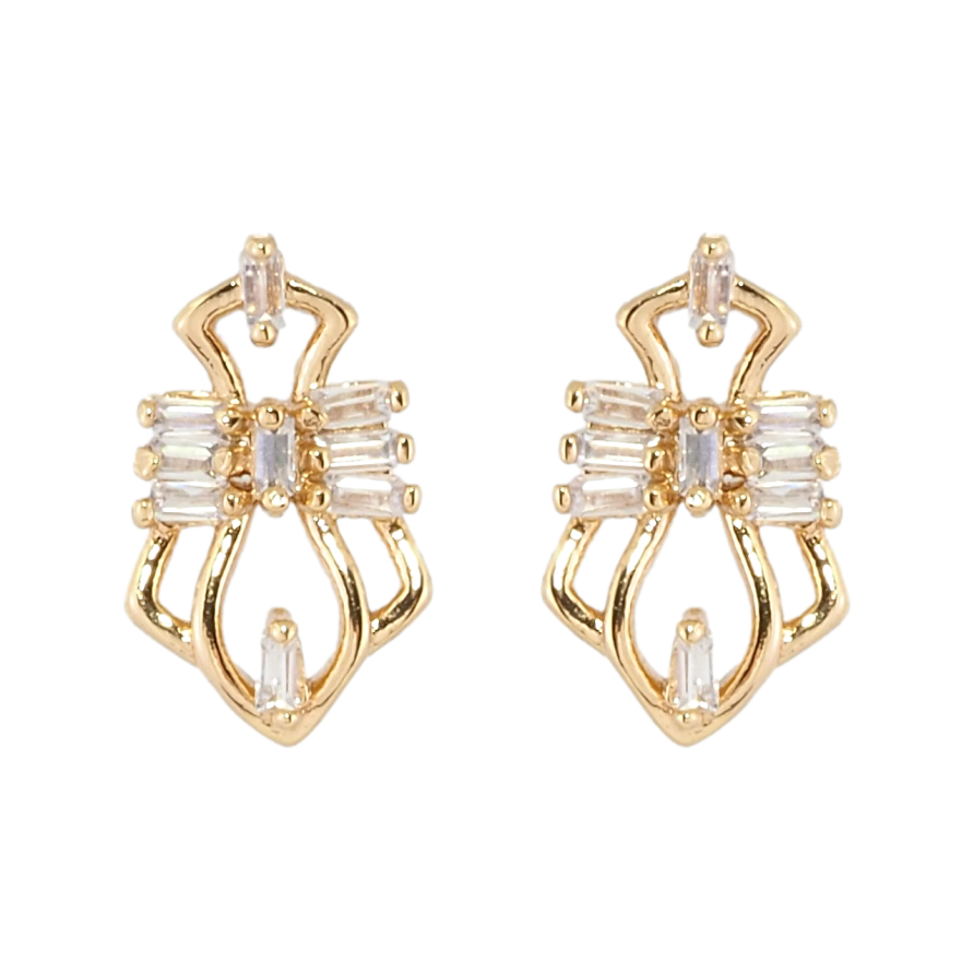 Сережки Xuping Позолота 18K пусети Фантазійний орнамент з цирконієм фото №1 Сережки Xuping Позолота 18K пусети Фантазійний орнамент з цирконієм фото №1