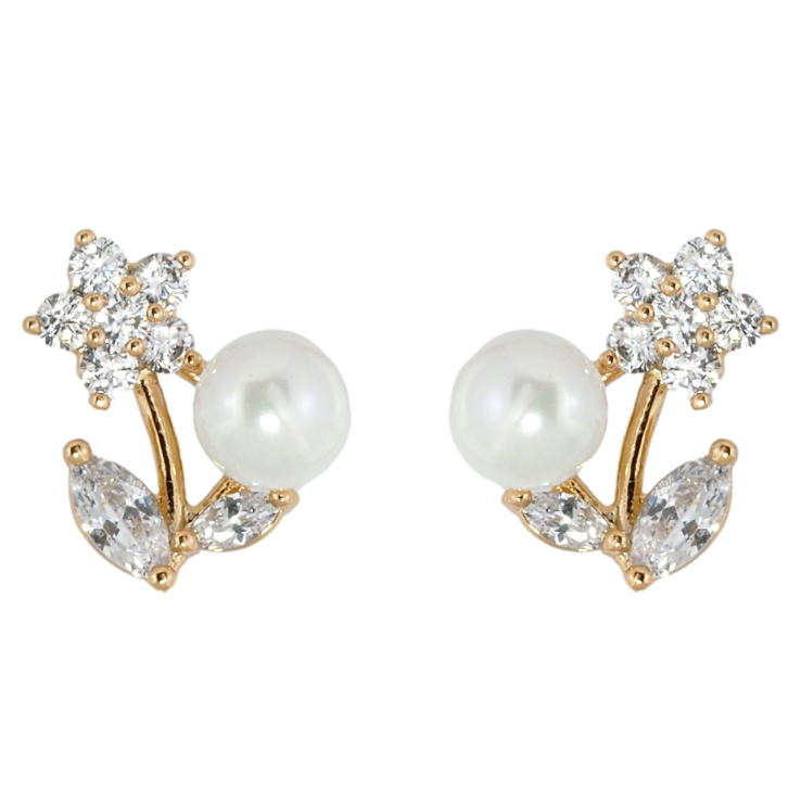 Серьги Xuping Позолота 18K пусеты Кристальные цветочки с жемчужинами фото №20 Серьги Xuping Позолота 18K пусеты Кристальные цветочки с жемчужинами фото №20