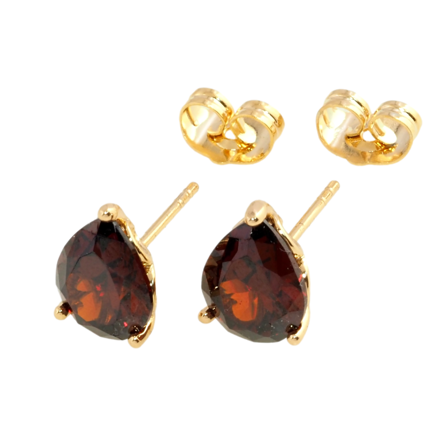 Серьги Xuping Позолота 18K пусеты Красные кристальные капли в ажурной оправе фото №1 Серьги Xuping Позолота 18K пусеты Красные кристальные капли в ажурной оправе фото №1