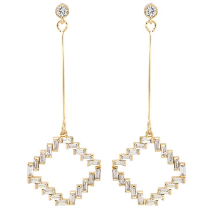 Сережки Xuping Позолота 18K пусети Ромби з цирконію фото №12 Сережки Xuping Позолота 18K пусети Ромби з цирконію фото №12