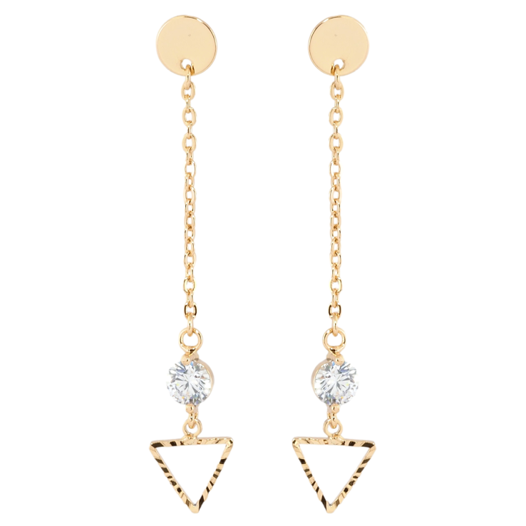 Сережки Xuping Позолота 18K пусети Трикутні підвіски з кристалом на ланцюжку фото №25