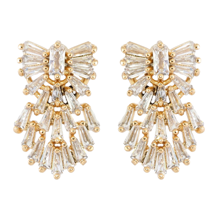 Сережки Xuping Позолота 18K пусети Фантазійний орнамент із цирконію фото №20