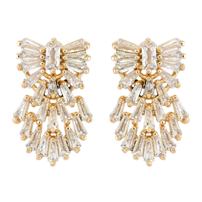 Сережки Xuping Позолота 18K пусети Фантазійний орнамент із цирконію фото №1