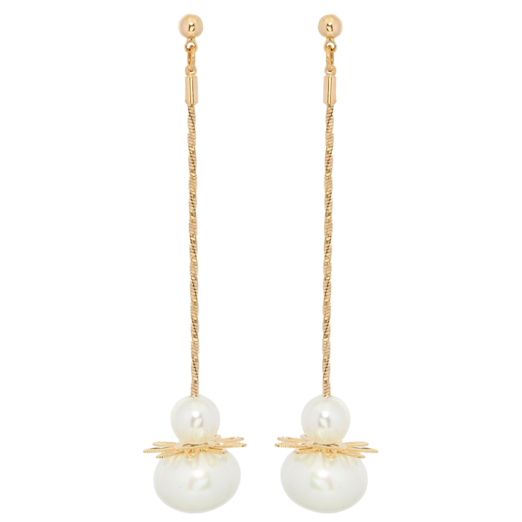 Сережки Xuping Позолота 18K пусети Квітково-перлинні підвіски фото №8 Сережки Xuping Позолота 18K пусети Квітково-перлинні підвіски фото №8