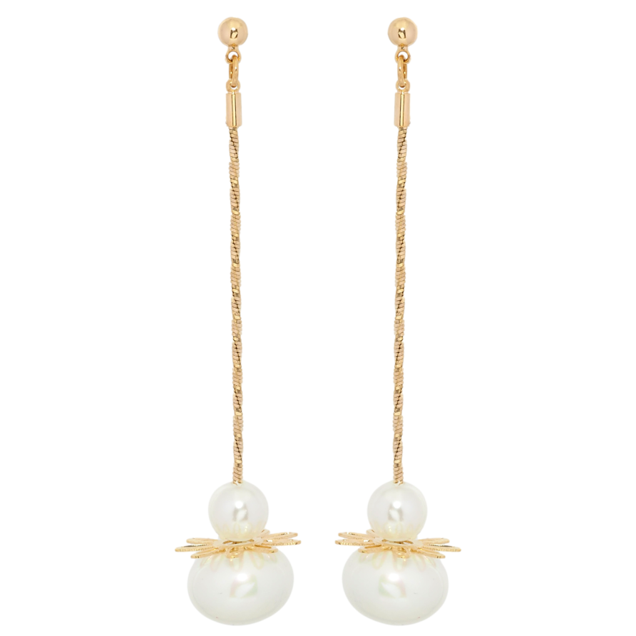 Сережки Xuping Позолота 18K пусети Квітково-перлинні підвіски фото №1