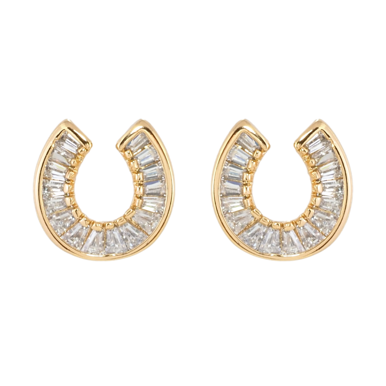 Сережки Xuping Позолота 18K пусети Підкови з цирконієм фото №1