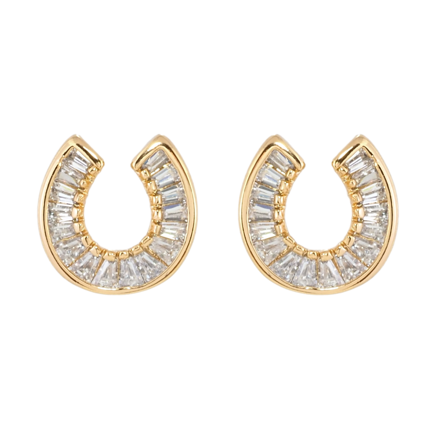 Серьги Xuping Позолота 18K пусеты Подковы с цирконием фото №1