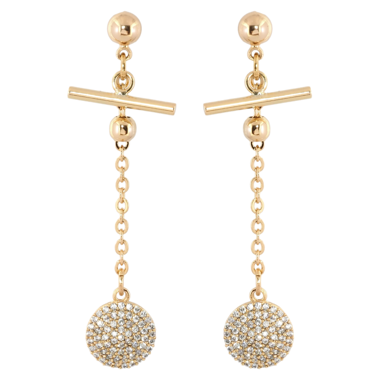 Серьги Xuping Позолота 18K пусеты Круглые подвески с цирконием на цепочке фото №1 Серьги Xuping Позолота 18K пусеты Круглые подвески с цирконием на цепочке фото №1