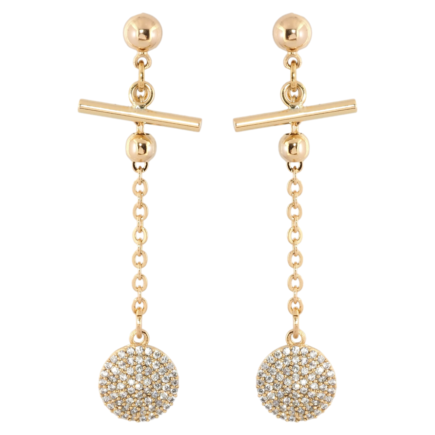 Серьги Xuping Позолота 18K пусеты Круглые подвески с цирконием на цепочке фото №1 Серьги Xuping Позолота 18K пусеты Круглые подвески с цирконием на цепочке фото №1