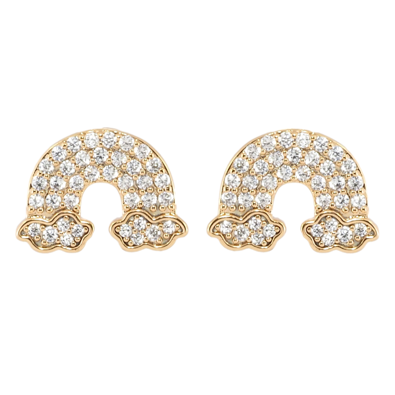 Сережки Xuping Позолота 18K пусети Веселка інкрустація цирконієм фото №1 Сережки Xuping Позолота 18K пусети Веселка інкрустація цирконієм фото №1