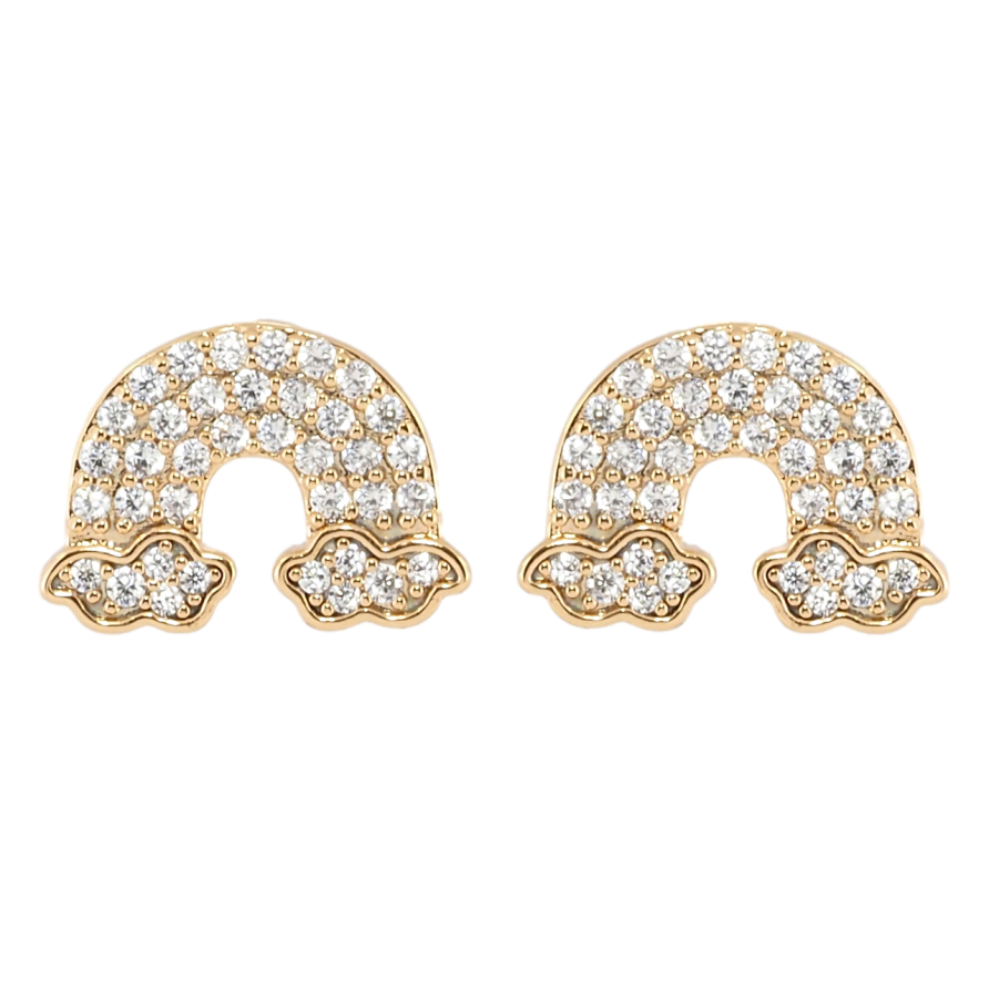 Сережки Xuping Позолота 18K пусети Веселка інкрустація цирконієм фото №1 Сережки Xuping Позолота 18K пусети Веселка інкрустація цирконієм фото №1