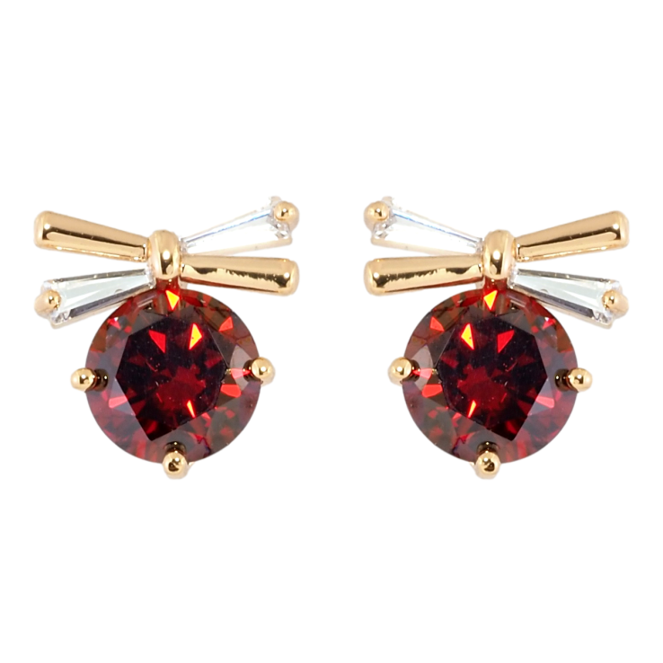 Серьги Xuping Позолота 18K пусеты Красные кристаллы с бантами фото №3