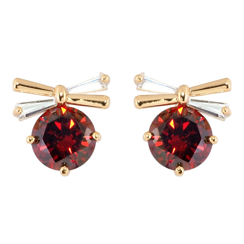 Серьги Xuping Позолота 18K пусеты Красные кристаллы с бантами фото №1 Серьги Xuping Позолота 18K пусеты Красные кристаллы с бантами фото №1
