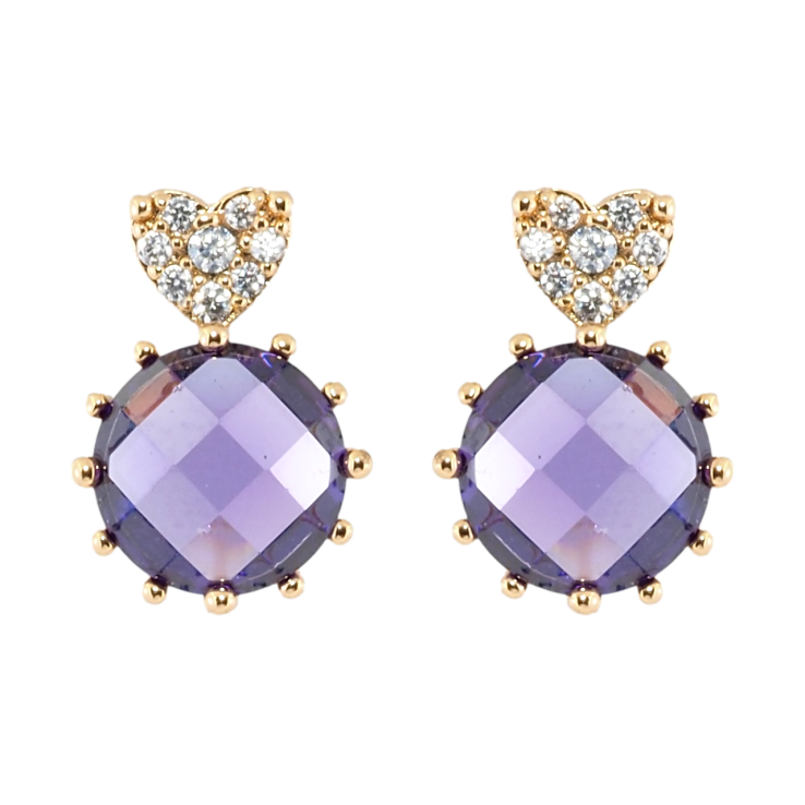 Сережки Xuping Позолота 18K пусети Бузкові кристали з сердечками фото №25 Сережки Xuping Позолота 18K пусети Бузкові кристали з сердечками фото №25