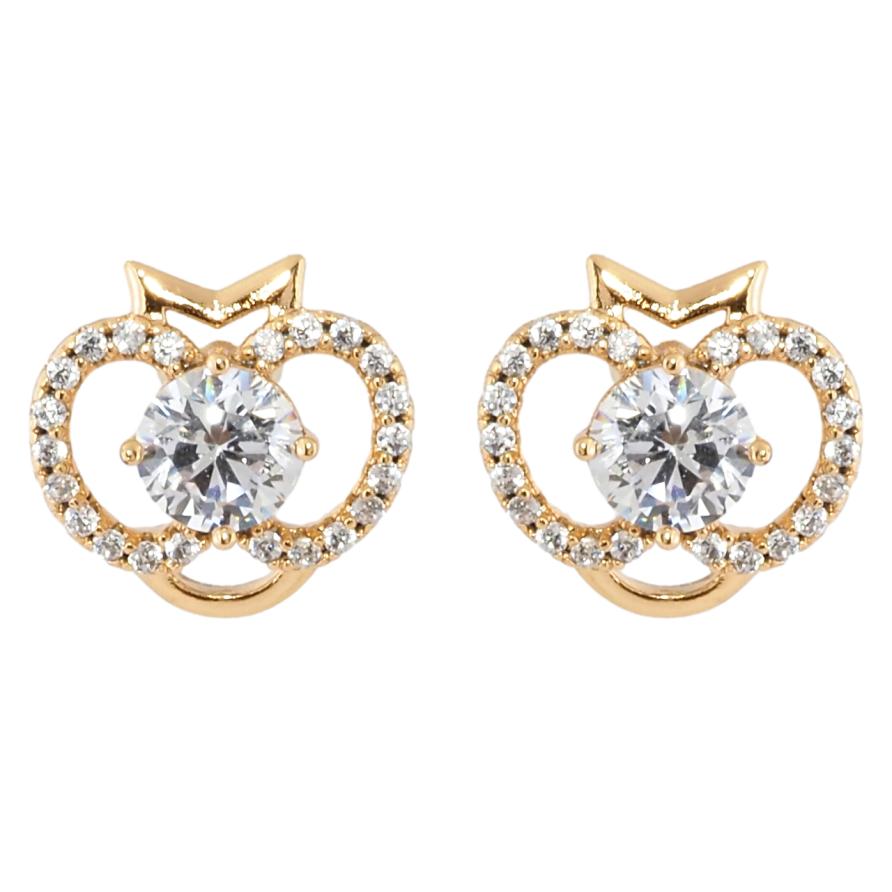 Сережки Xuping Позолота 18K пусети Кристальні яблучка фото №1