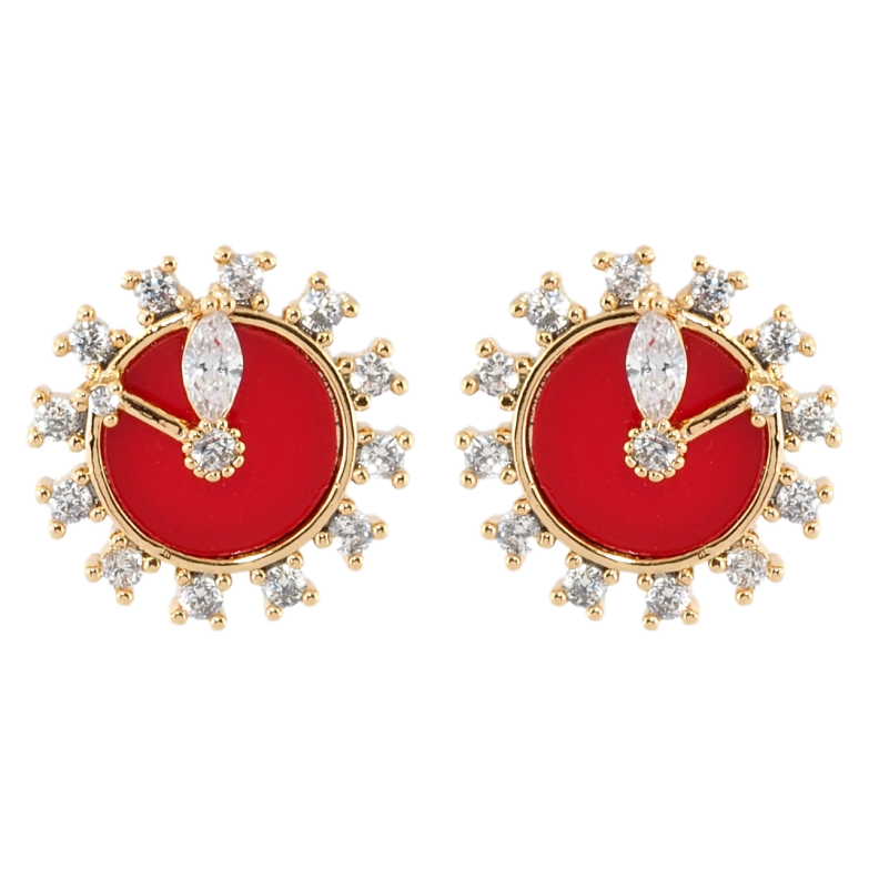 Серьги Xuping Позолота 18K пусеты Часики с цирконием фото №1 Серьги Xuping Позолота 18K пусеты Часики с цирконием фото №1