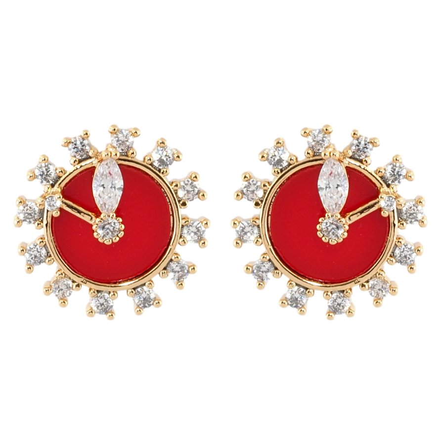 Сережки Xuping Позолота 18K пусети Годинники з цирконієм фото №1 Сережки Xuping Позолота 18K пусети Годинники з цирконієм фото №1