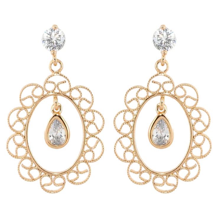 Серьги Xuping Позолота 18K пусеты Ажурные овалы с кристаллами фото №6