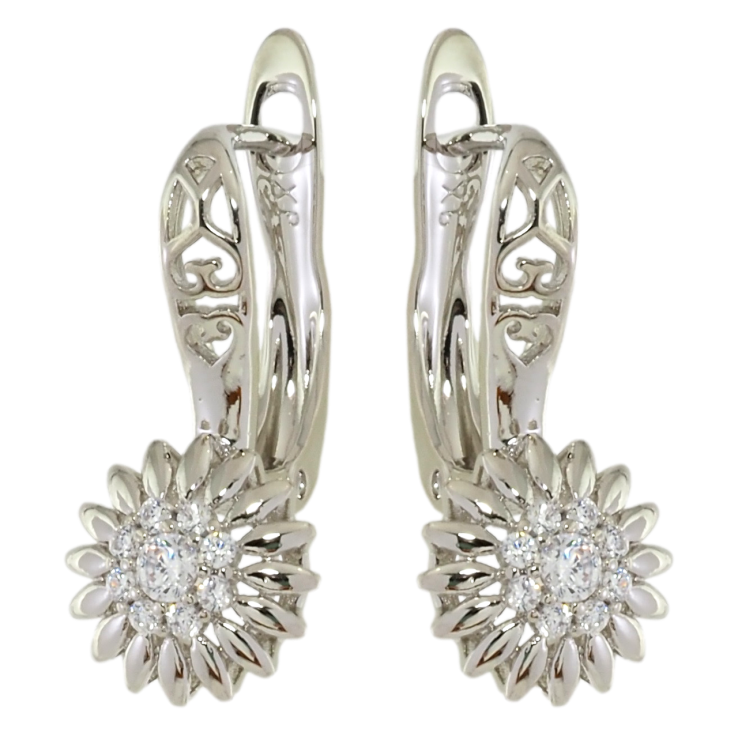 Сережки Xuping Родій англійський замок Квіточки з цирконієм фото №5