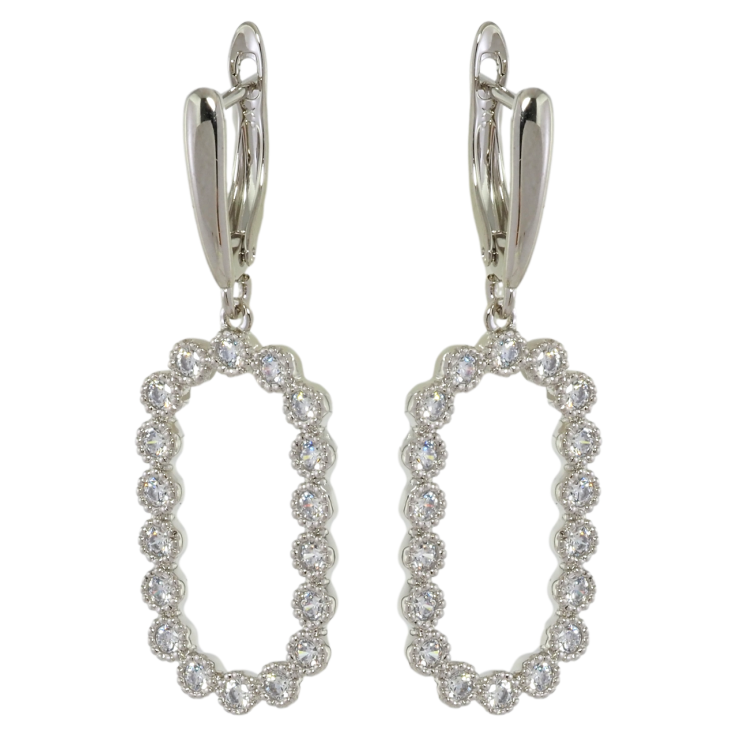 Серьги Xuping Родий английский замок Овальные подвески с цирконием фото №25 Серьги Xuping Родий английский замок Овальные подвески с цирконием фото №25