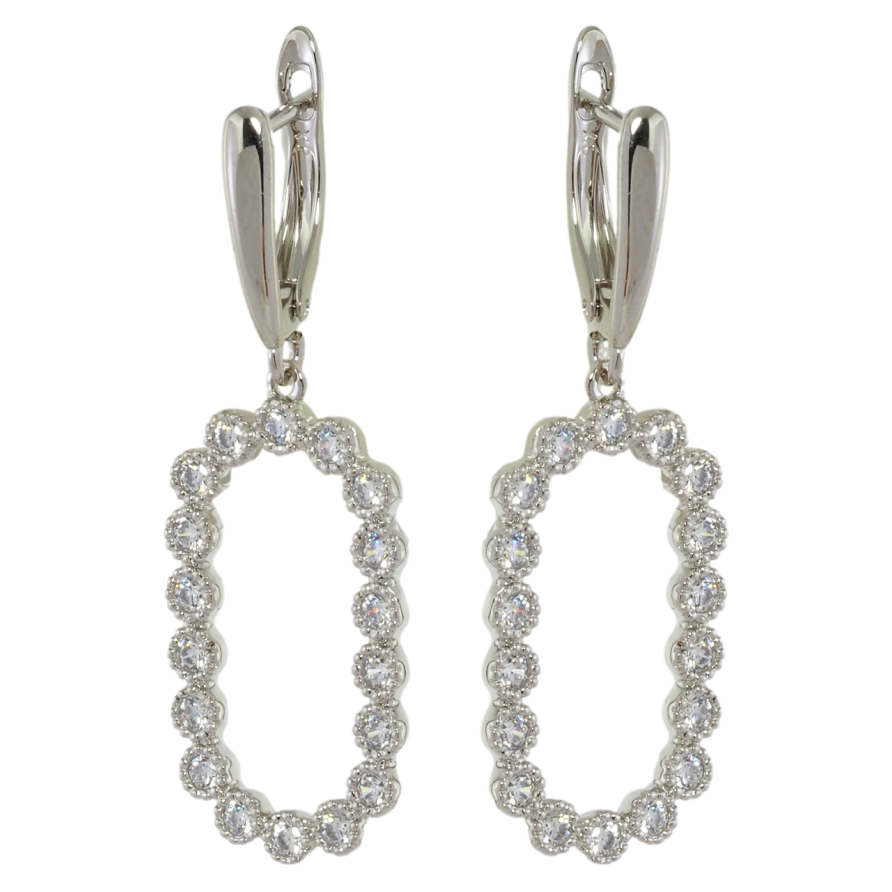 Серьги Xuping Родий английский замок Овальные подвески с цирконием фото №1