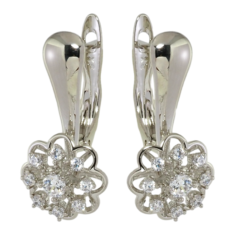 Сережки Xuping Родій англійський замок Квіточки з цирконієм фото №1 Сережки Xuping Родій англійський замок Квіточки з цирконієм фото №1