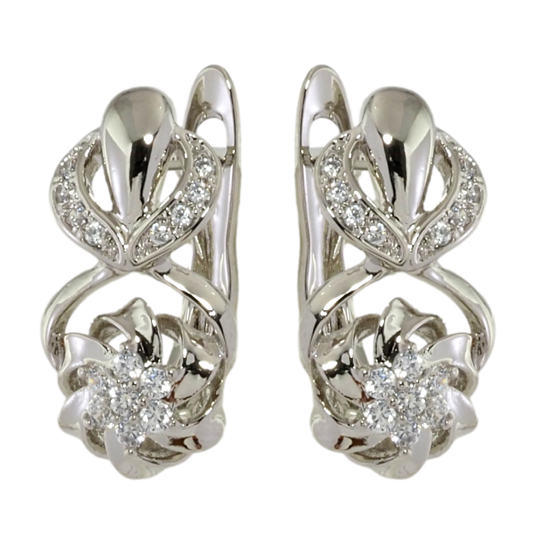 Сережки Xuping Родій англійський замок Квіточки з цирконієм фото №1