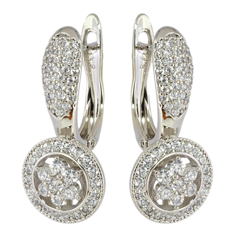 Серьги Xuping Родий английский замок Узор с инкрустацией цирконием фото №1