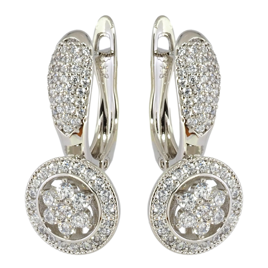 Серьги Xuping Родий английский замок Узор с инкрустацией цирконием фото №1