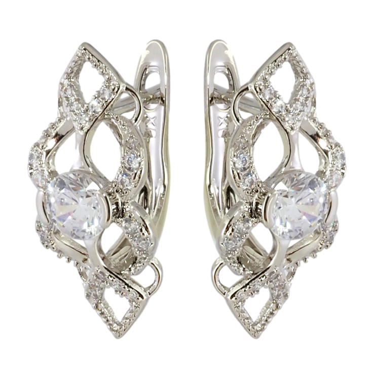 Серьги Xuping Родий английский замок Декоративный узор с цирконием фото №10